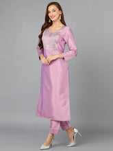 Lavender Silk Blend Straight Kurta Pant With